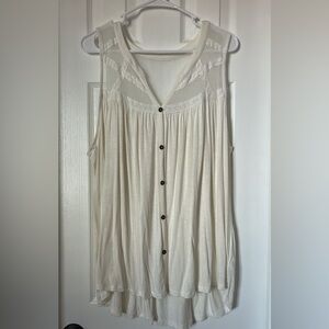 Cream Button-Down Sleeveless Top
